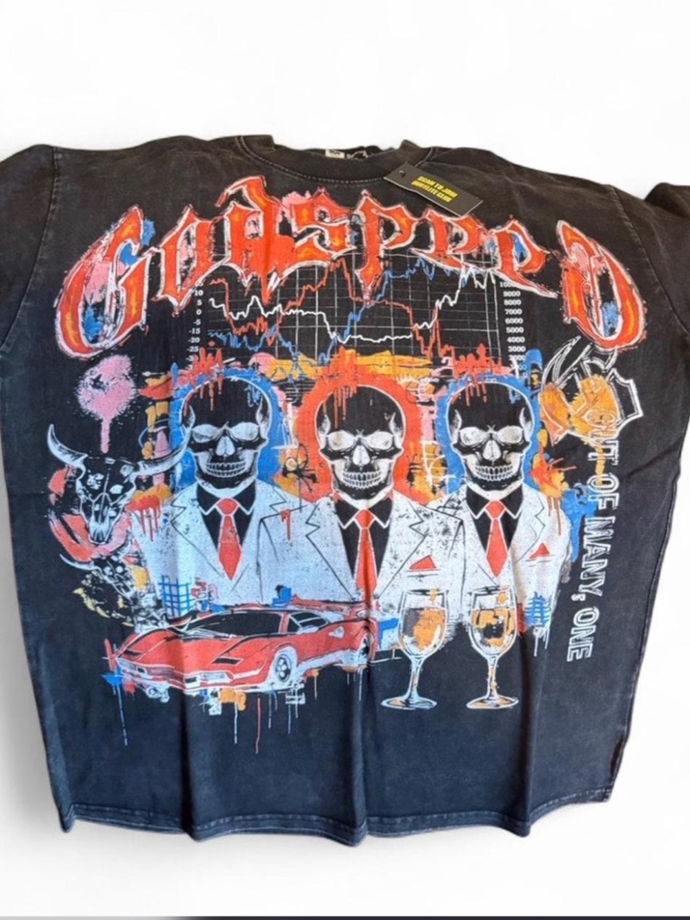 GodSpeed Graphic Skull Suit Crewneck Tee - Black